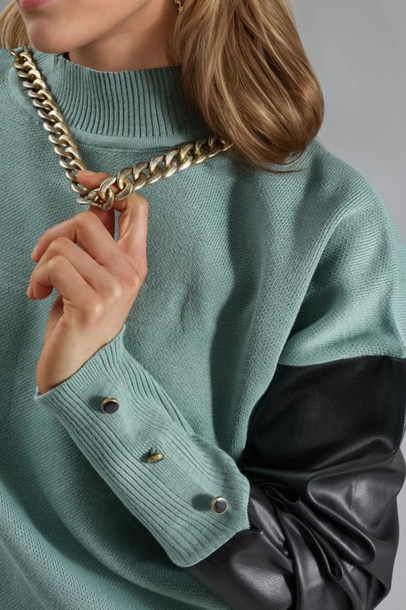 Fauxleder-Detaillierter Pullover - Image 6