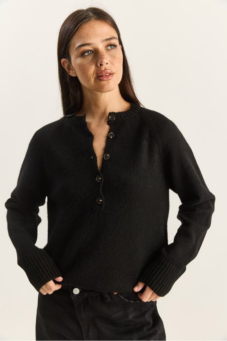 Entspannte Passform Strickpullover mit Knopfleiste - Image 6