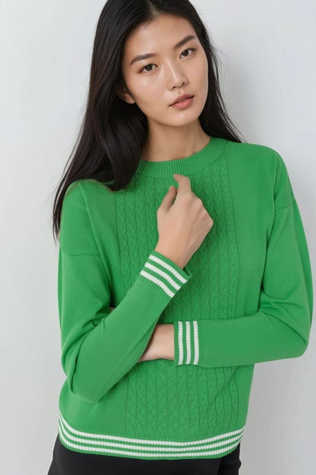 Rundhals-Pullover mit Haarzopf-Muster - Image 1