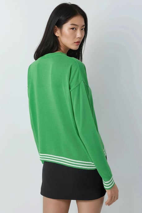 Rundhals-Pullover mit Haarzopf-Muster - Image 2