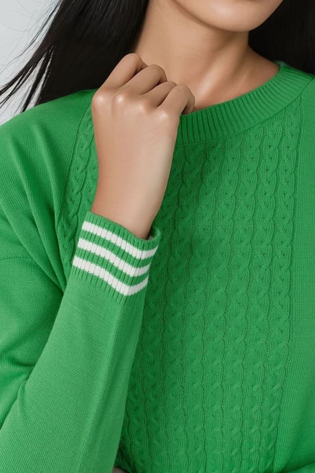 Rundhals-Pullover mit Haarzopf-Muster - Image 5
