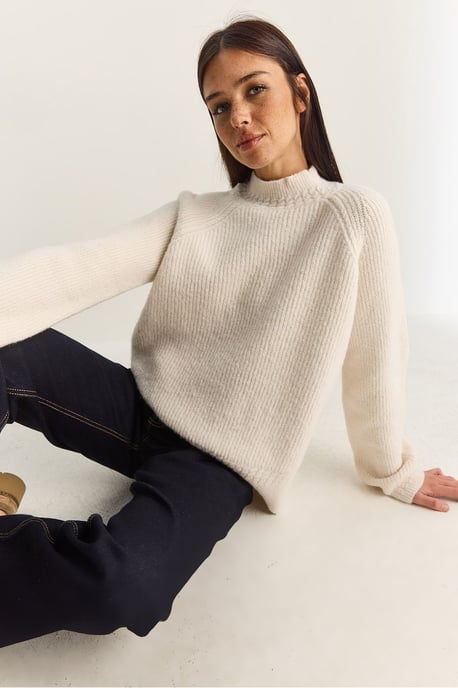 Oversized Rundhalsausschnitt Strickpullover - Image 2