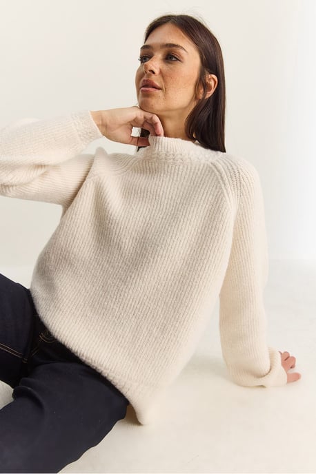 Oversized Rundhalsausschnitt Strickpullover - Image 3