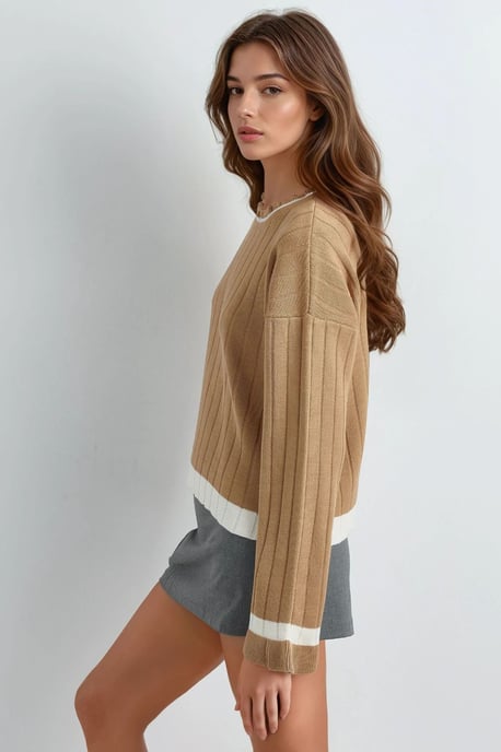 Gestreifter Strickpullover mit Rundhalsausschnitt - Image 2