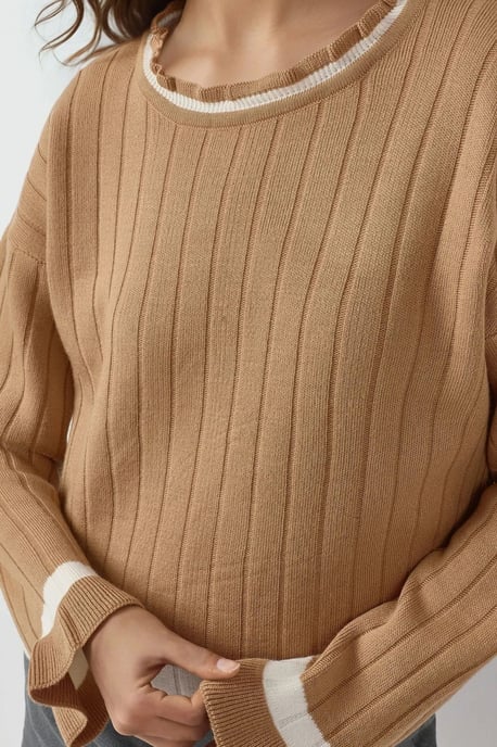 Gestreifter Strickpullover mit Rundhalsausschnitt - Image 4