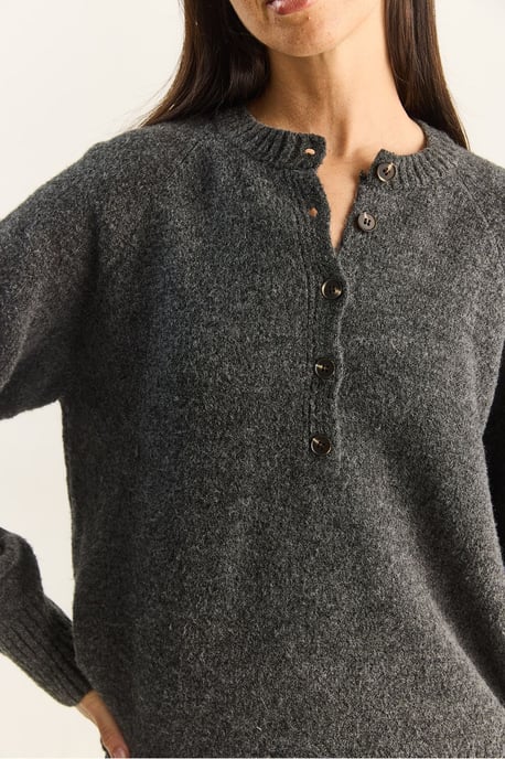Entspannte Passform Strickpullover mit Knopfleiste - Image 6