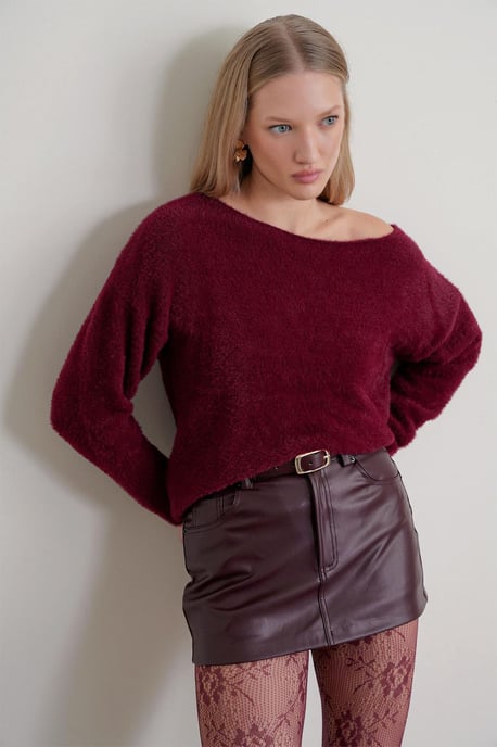 Asymmetrischer Kragen Strickpullover - Image 2