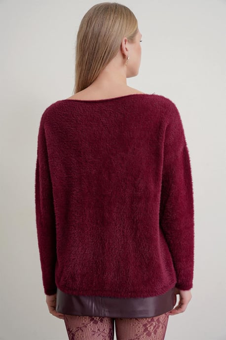 Asymmetrischer Kragen Strickpullover - Image 4