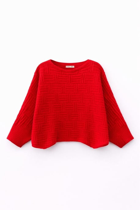 Übergroßer strukturierten Rippstrickpullover mit Rundhalsausschnitt - Image 1