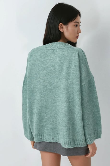 Oversized Strukturstrickpullover mit Rundhalsausschnitt - Image 2