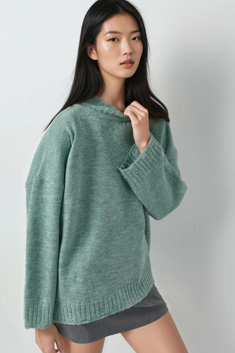 Oversized Strukturstrickpullover mit Rundhalsausschnitt - Image 3