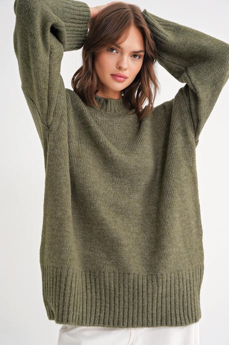Übergröße Rippstrickpullover mit Rundhalsausschnitt - Image 2
