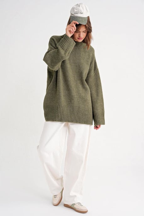 Übergröße Rippstrickpullover mit Rundhalsausschnitt - Image 3