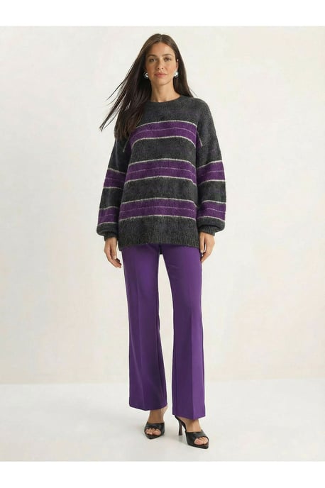 Gestreifter Strick-Pullover mit Rundhalsausschnitt - Image 3