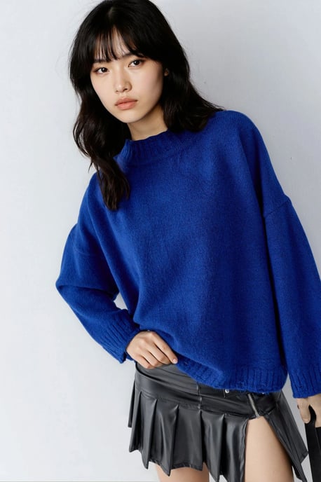 Oversized Strukturierter Strickpullover mit Rundhalsausschnitt - Image 1