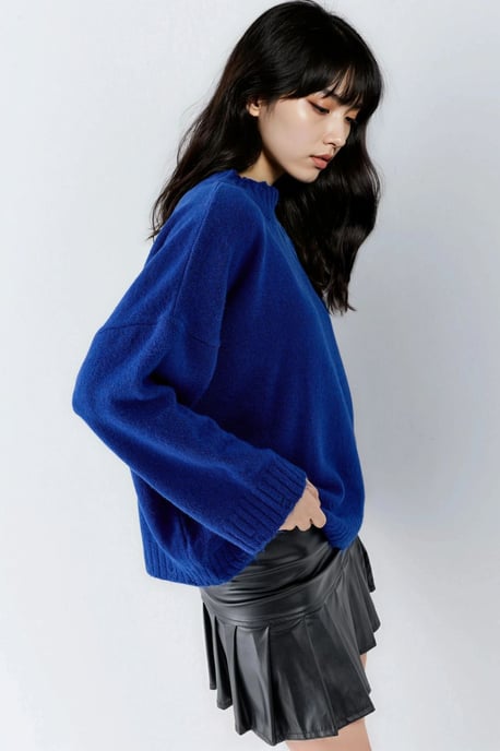 Oversized Strukturierter Strickpullover mit Rundhalsausschnitt - Image 2
