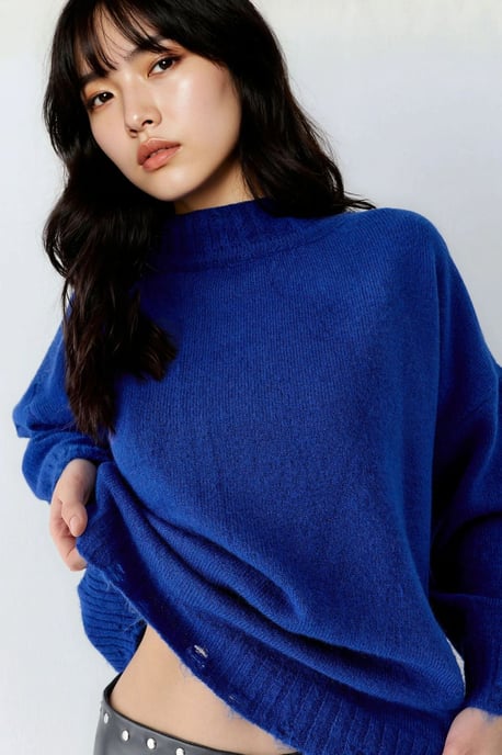 Oversized Strukturierter Strickpullover mit Rundhalsausschnitt - Image 5