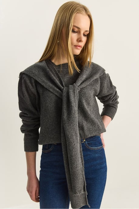 Reguläre Passform Rundhalsausschnitt Rippensweater - Image 1