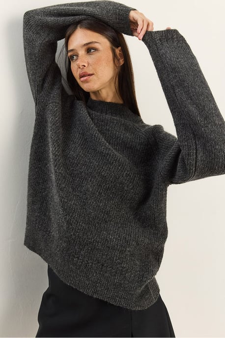 Oversized Rundhalsausschnitt Strickpullover - Image 2