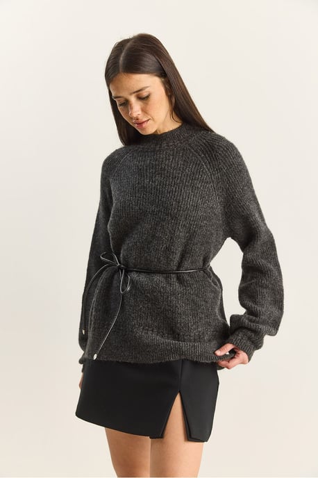 Oversized Rundhalsausschnitt Strickpullover - Image 4