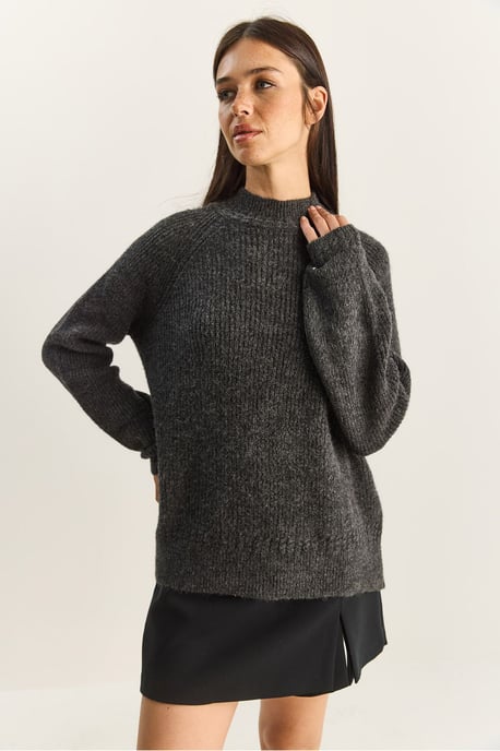 Oversized Rundhalsausschnitt Strickpullover - Image 5