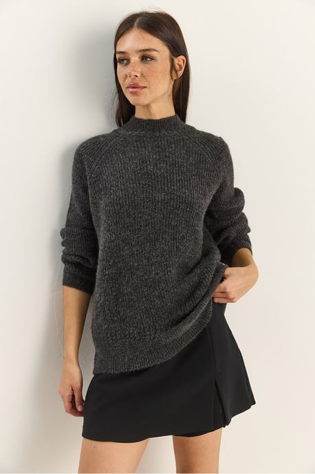 Oversized Rundhalsausschnitt Strickpullover - Image 6