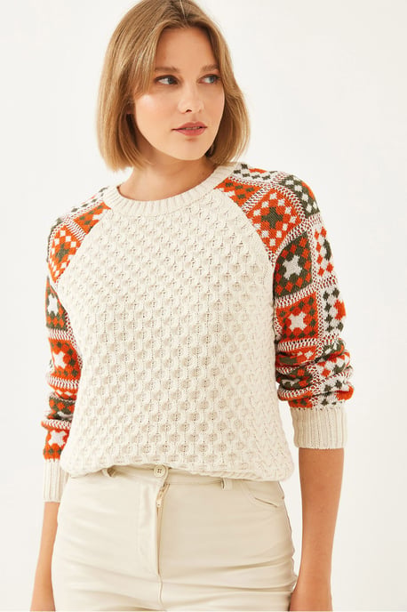 Strickpullover mit strukturiertem Muster und Rundhalsausschnitt - Image 5