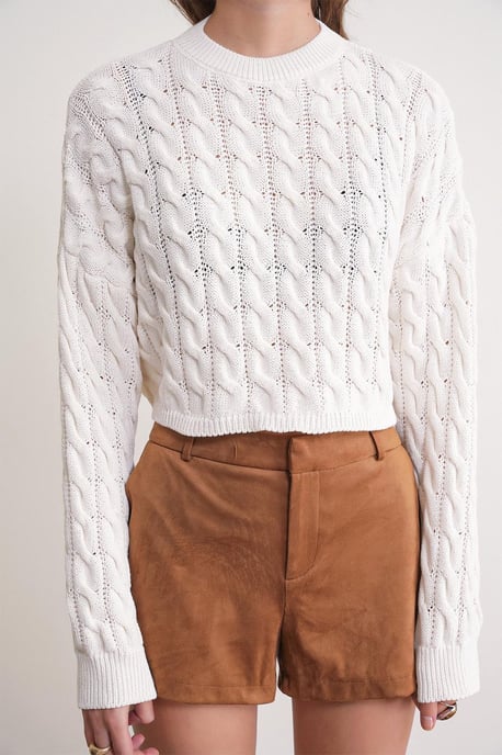 Cable Knit Muster Rundhals Pullover - Image 5