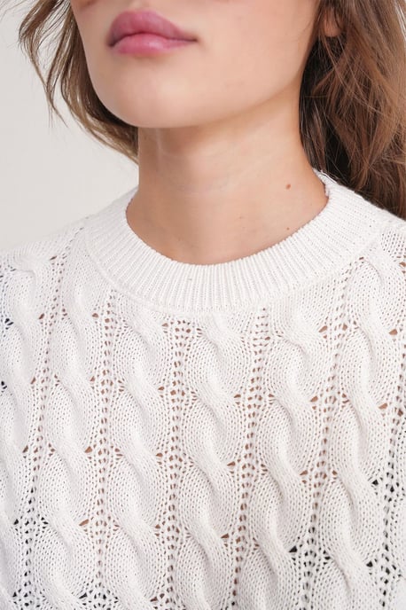 Cable Knit Muster Rundhals Pullover - Image 6