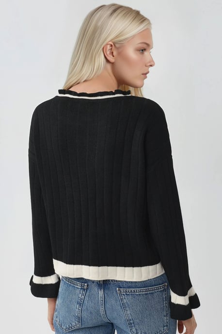 Gestreifter Strickpullover mit Rundhalsausschnitt - Image 2