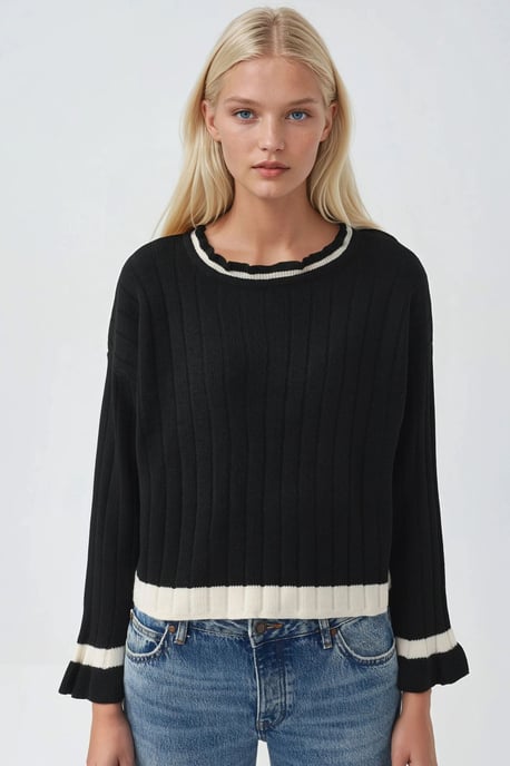 Gestreifter Strickpullover mit Rundhalsausschnitt - Image 5