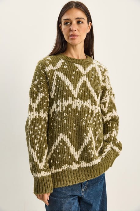 Übergroßer Ethno-Strickpullover - Image 2