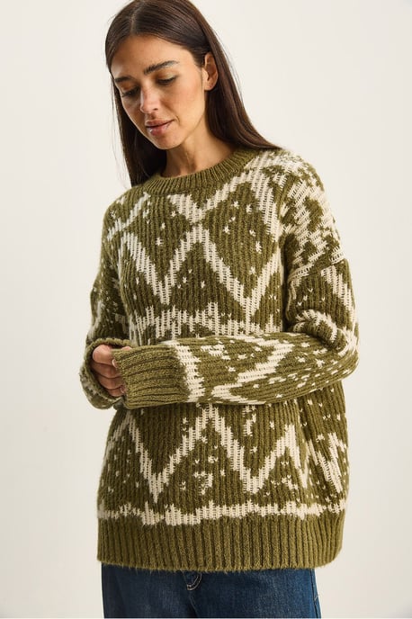 Übergroßer Ethno-Strickpullover - Image 3