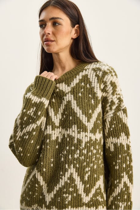 Übergroßer Ethno-Strickpullover - Image 4