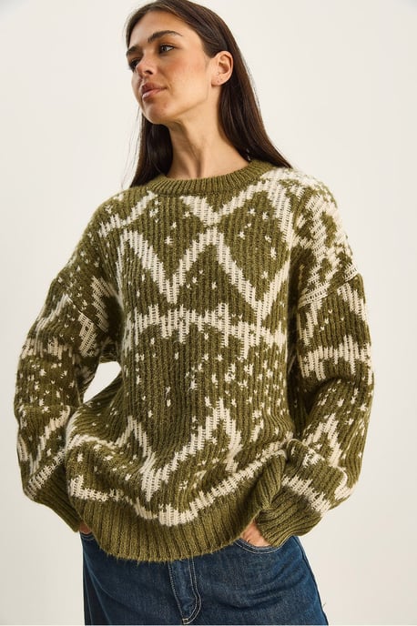 Übergroßer Ethno-Strickpullover - Image 6