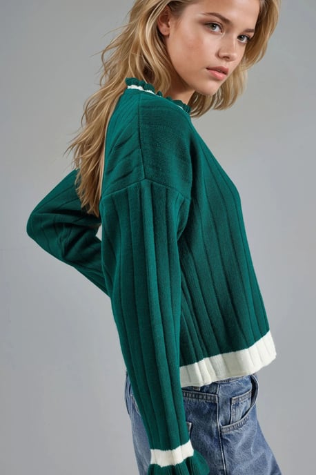 Gestreifter Strickpullover mit Rundhalsausschnitt - Image 2