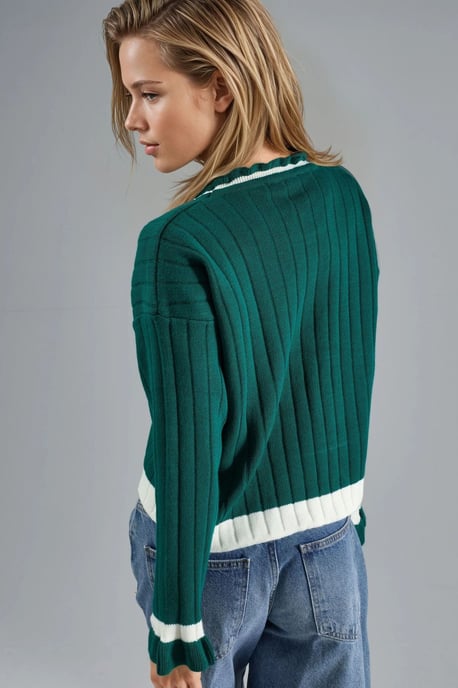 Gestreifter Strickpullover mit Rundhalsausschnitt - Image 3