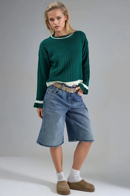 Gestreifter Strickpullover mit Rundhalsausschnitt - Image 5