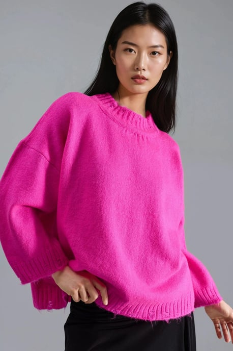 Übergroßer strukturierten Strickpullover mit Rundhalsausschnitt - Image 1