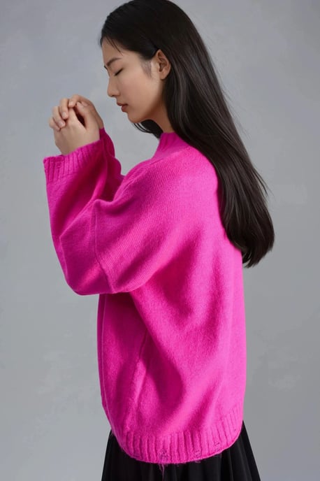 Übergroßer strukturierten Strickpullover mit Rundhalsausschnitt - Image 2