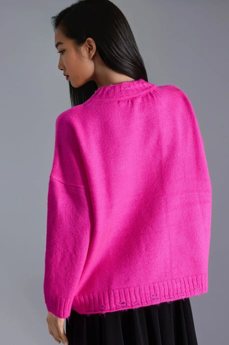 Übergroßer strukturierten Strickpullover mit Rundhalsausschnitt - Image 3