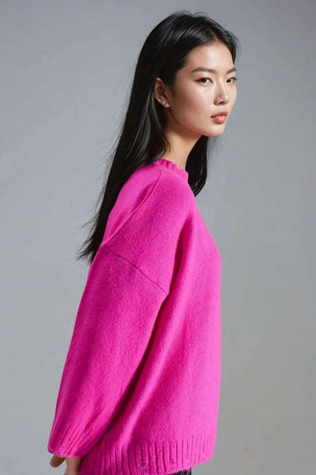 Übergroßer strukturierten Strickpullover mit Rundhalsausschnitt - Image 4