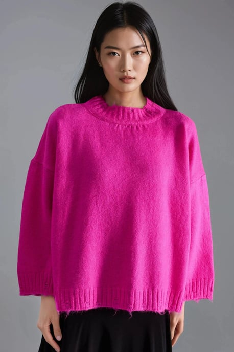 Übergroßer strukturierten Strickpullover mit Rundhalsausschnitt - Image 6