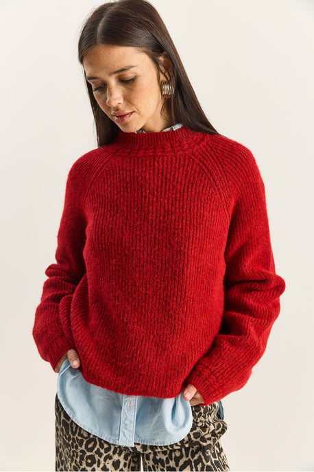 Oversized Rundhalsausschnitt Strickpullover - Image 3