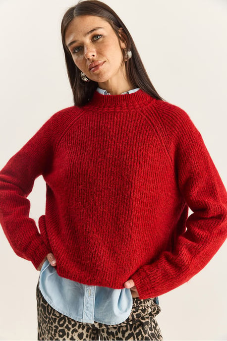 Oversized Rundhalsausschnitt Strickpullover - Image 4