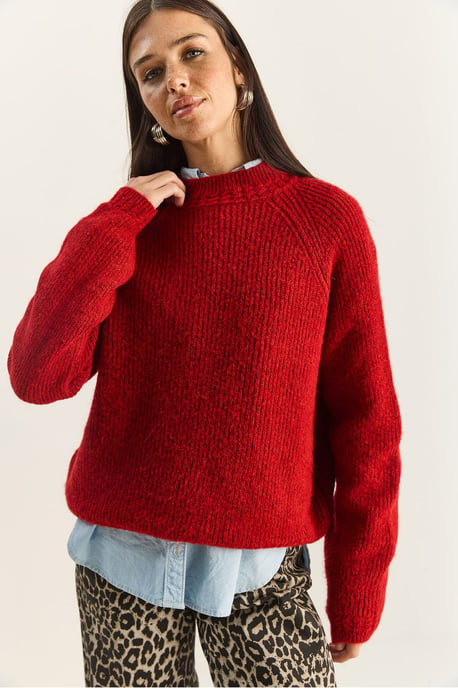 Oversized Rundhalsausschnitt Strickpullover - Image 5