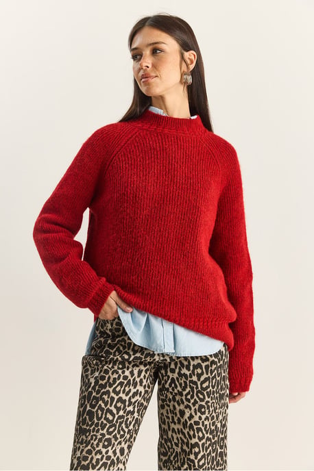 Oversized Rundhalsausschnitt Strickpullover - Image 6