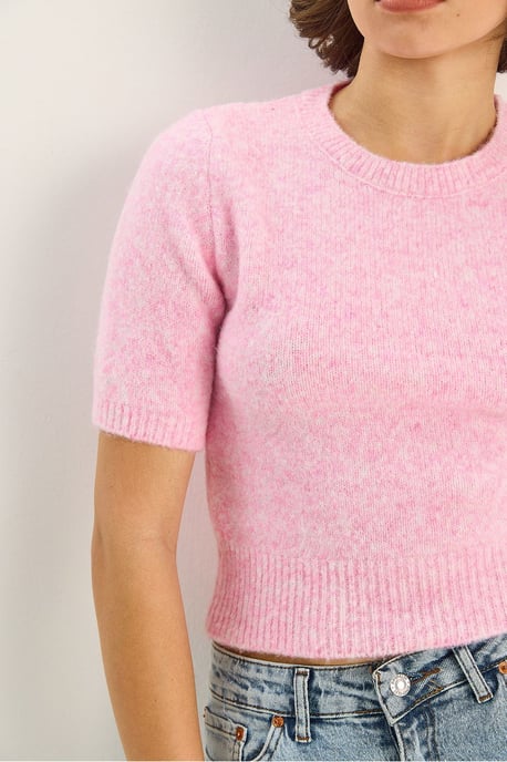 Rundhals Kurzarm Strickpullover - Image 5