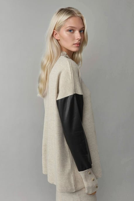 Sweater mit Kunstlederdetails - Image 4