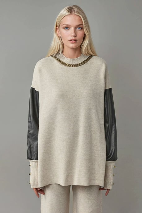 Sweater mit Kunstlederdetails - Image 6